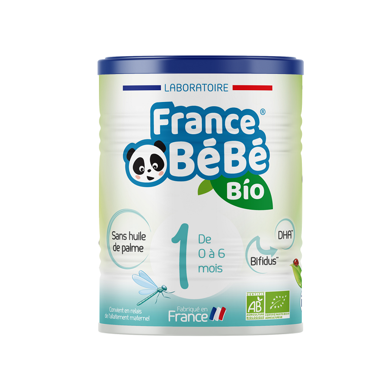 FRANCE BéBé BIO - Lait infantile pour bébé 1er âge en poudre 0 à 6 mois -  Lait fabriqué en France - BIFIDUS - SANS HUILE DE PALME - Pack 3 boîtes de