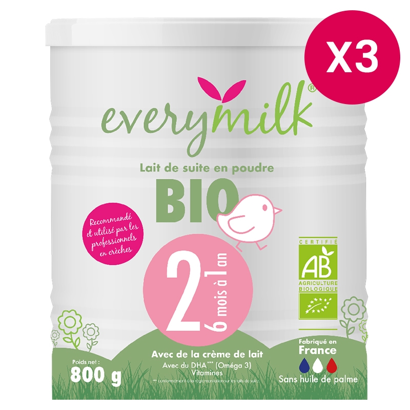 Lait Infantile Bio Everymilk 2 De 6 Mois A 1 An Lot De 3 Boites